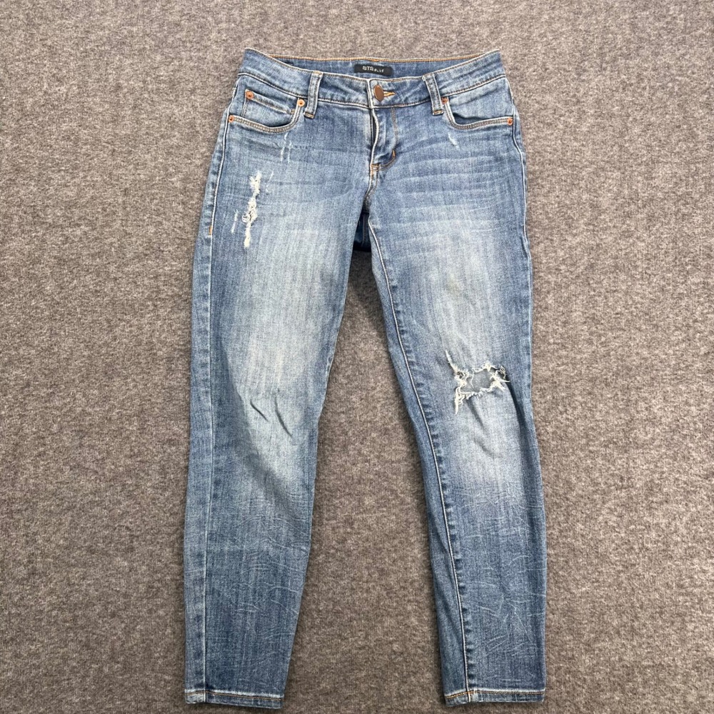 STS Blue Womens Skinny Distressed Jeans Medium Wash Ripped Denim Size 25